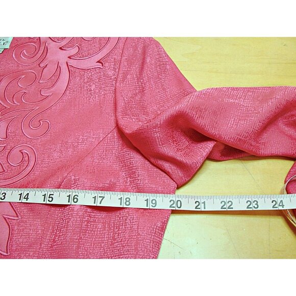 Adrianna Papell Suit Set Womens 10 Hot Pink Brocade Silk Blend Skirt Blazer 2 Pc - Picture 4 of 12